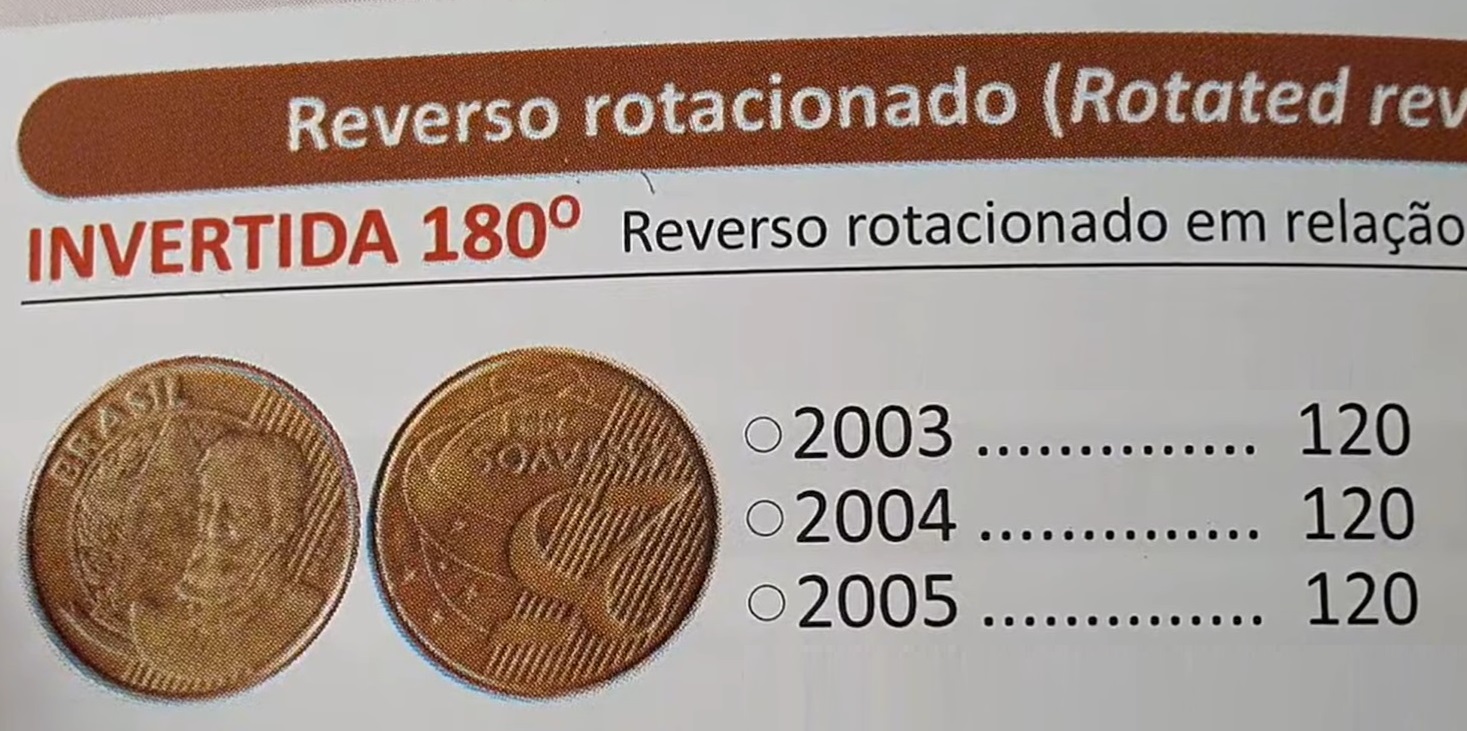 Moedas de 25 centavos com reverso invertido